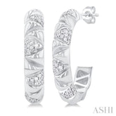 1/3 ctw Art Deco Inspired Round Cut Diamond Fashion Half Hoop Earring in 10K White Gold